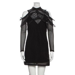 NEW Self Potrait Mini Black Lace Mock Neck Half Off Shoulders